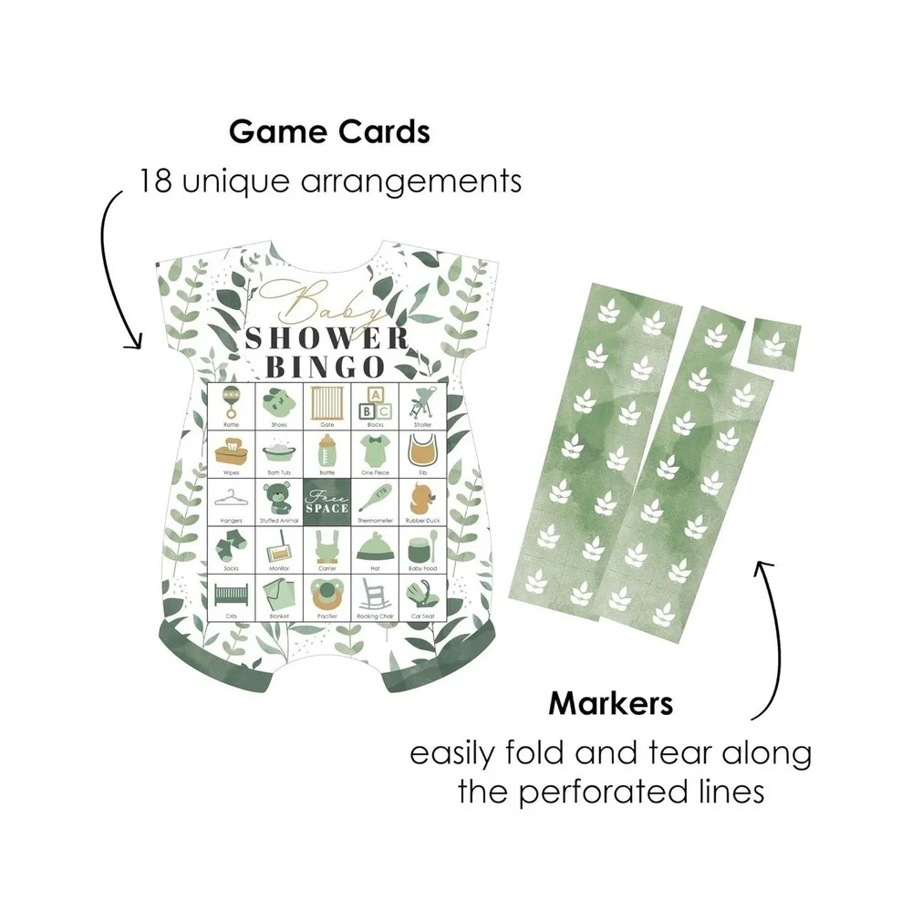 Big Dot of Happiness Boho Botanical Baby Shower Bingo Game Set of 18‎ BD4334sbo